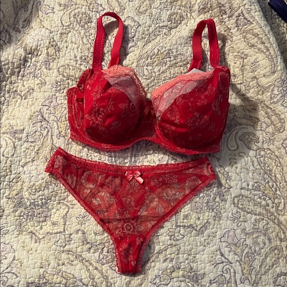Freya Other - Freya Red and Pink Lace Bra Set